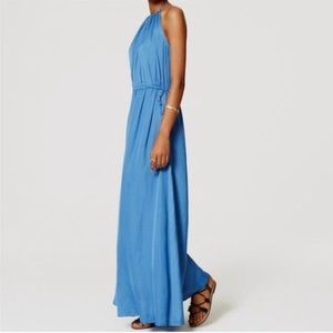 LOFT Blue Halter Maxi Dress